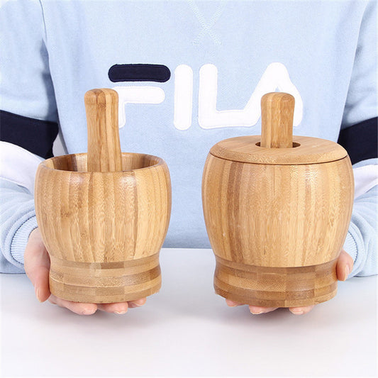 Bamboo Bowl Garlic Presser Pepper Pressing Bowl