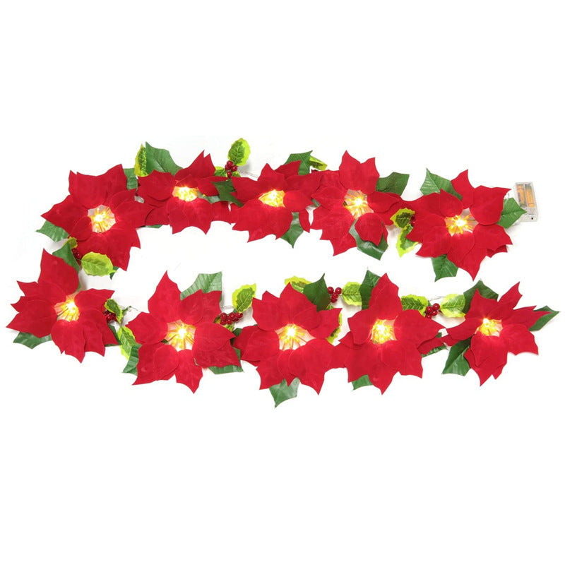 Door Frame Decoration - Red Flower String Lights - Christmas Decoration