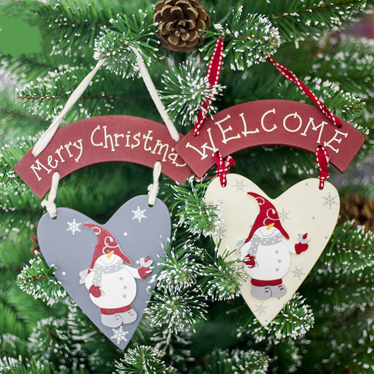 Christmas Wooden Decoration - Creative Painted Tag - Christmas Accessories