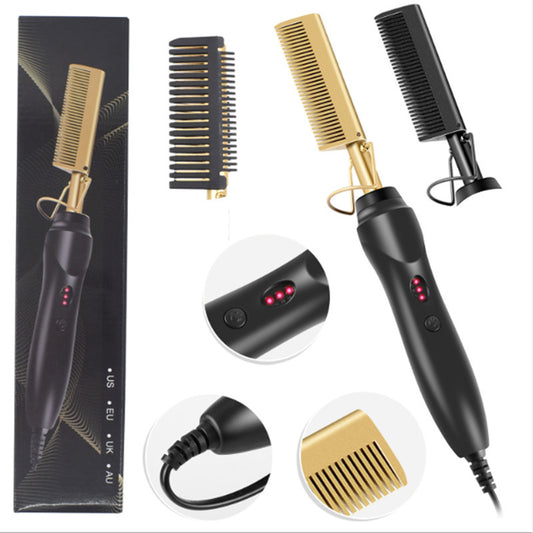 Electric Straight Hair Curling Comb Dry Wet Dual Purpose Copper Comb For Men & Women