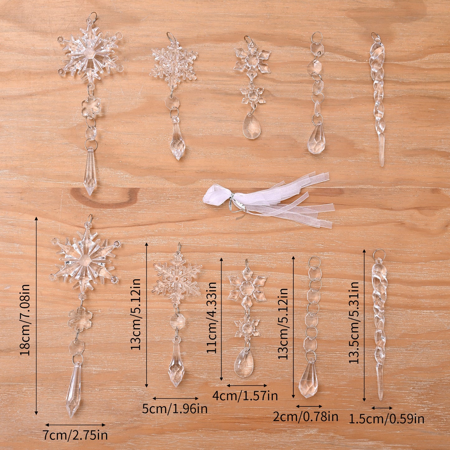 10pcs Christmas Tree Hanging Pendants - Acrylic Ice Strip - Christmas Decoration - Home Decoration