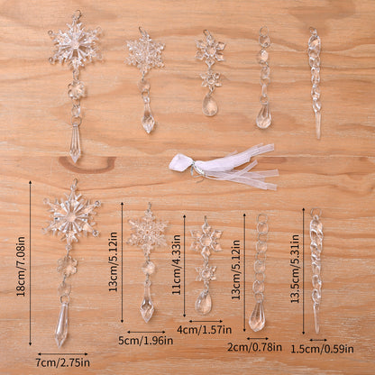 10pcs Christmas Tree Hanging Pendants - Acrylic Ice Strip - Christmas Decoration - Home Decoration