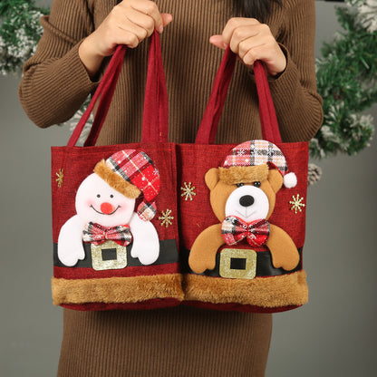 Christmas Candy Gift Bag For Kids - Funny Creative Santa Claus Elk Snowman Bear Handbag - Small Christmas Tree Decoration Bags