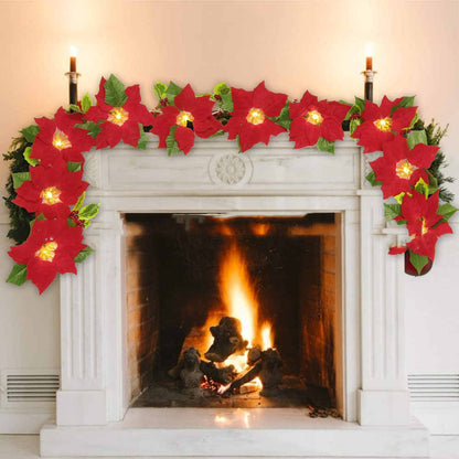 Door Frame Decoration - Red Flower String Lights - Christmas Decoration