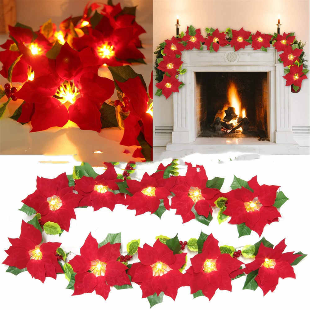 Door Frame Decoration - Red Flower String Lights - Christmas Decoration