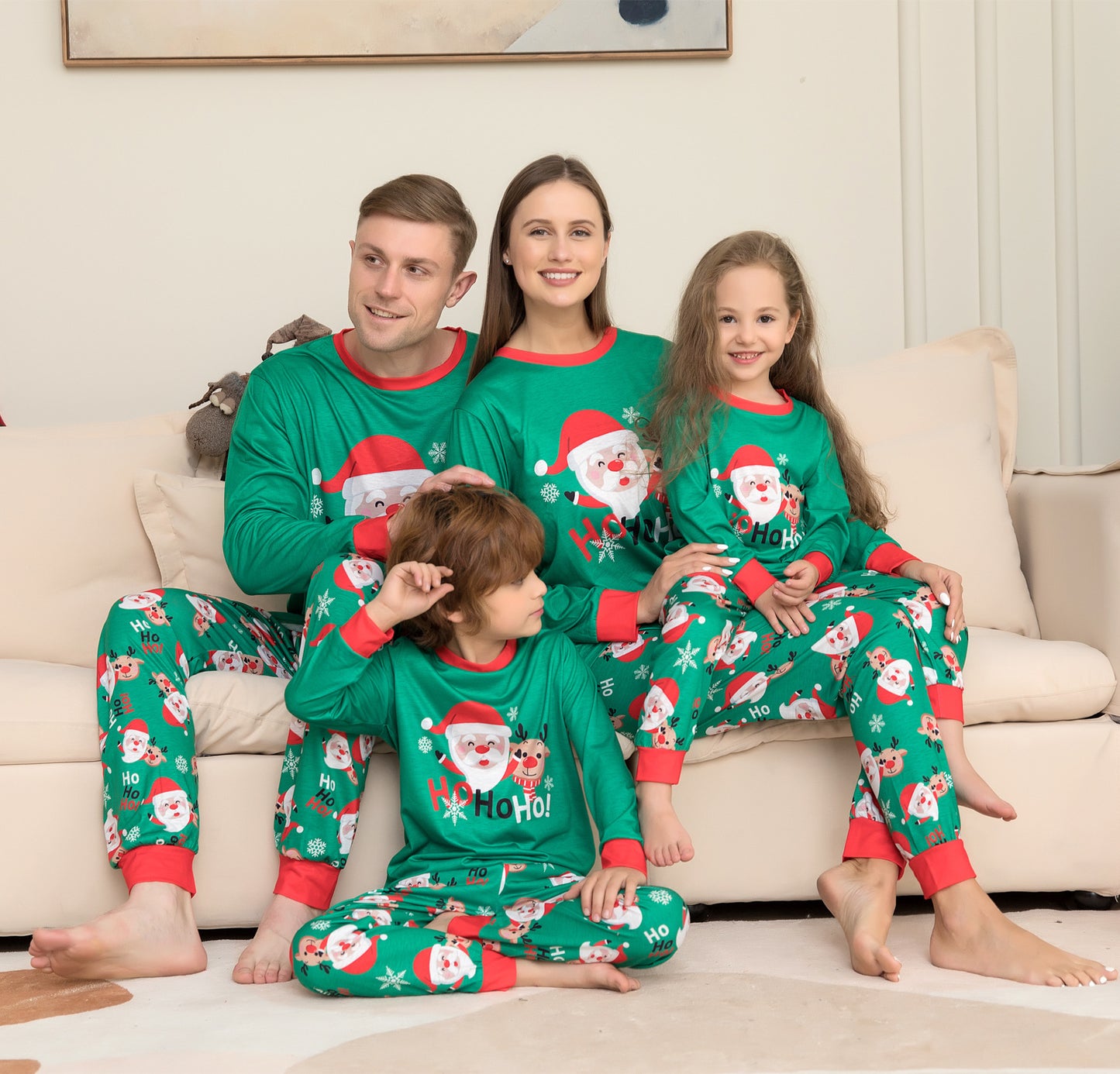 Christmas Pajamas For Family - Matching Family Christmas PJs Sets-  Santa Claus Printed Top Sleepwear