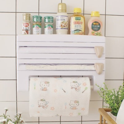 Multifunctional Plastic Wrap Tissue Wall-mounted Storage Rack