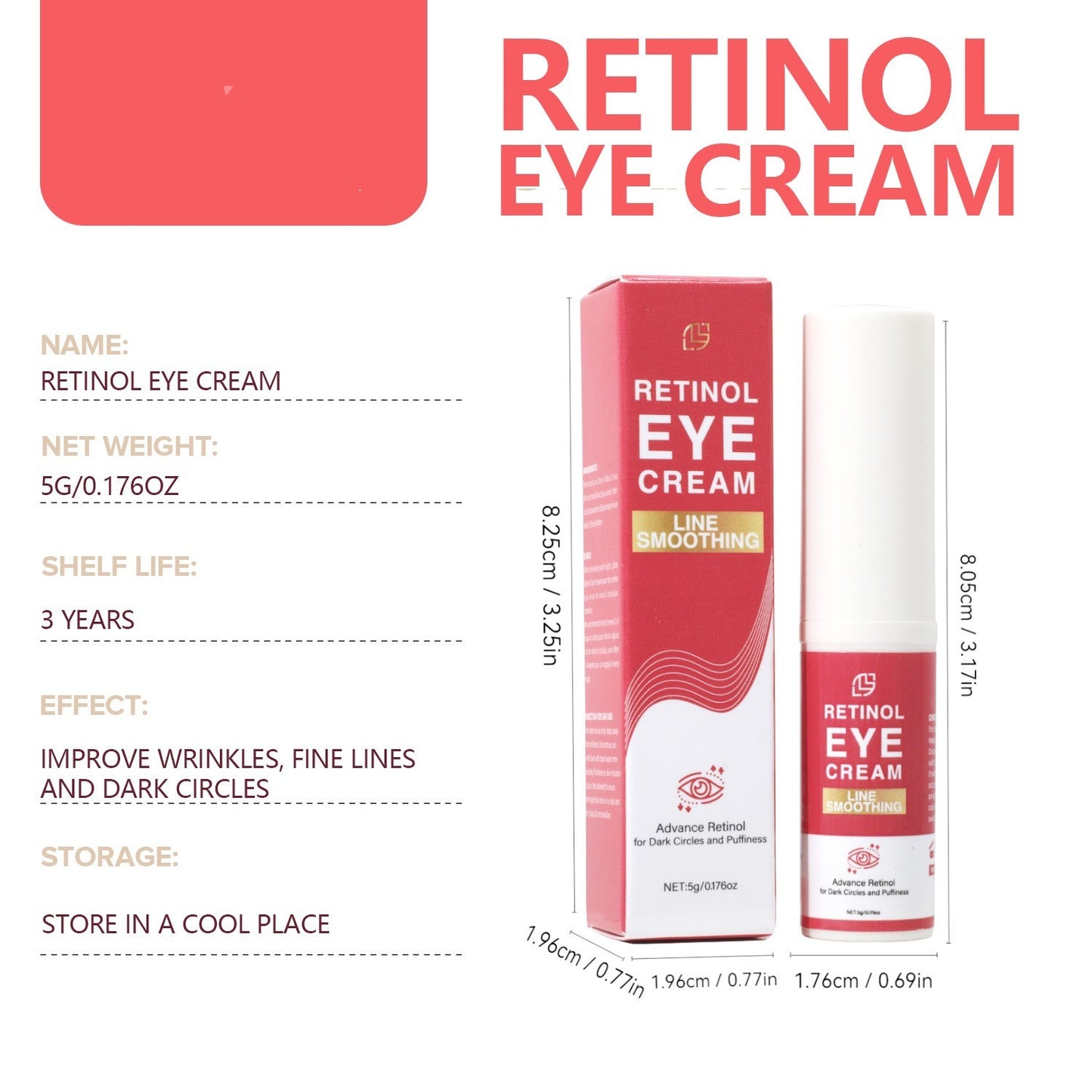 Retinol Eye Cream - Eye Moisturizing Cream -  Reduces Dark Circle And Puffiness