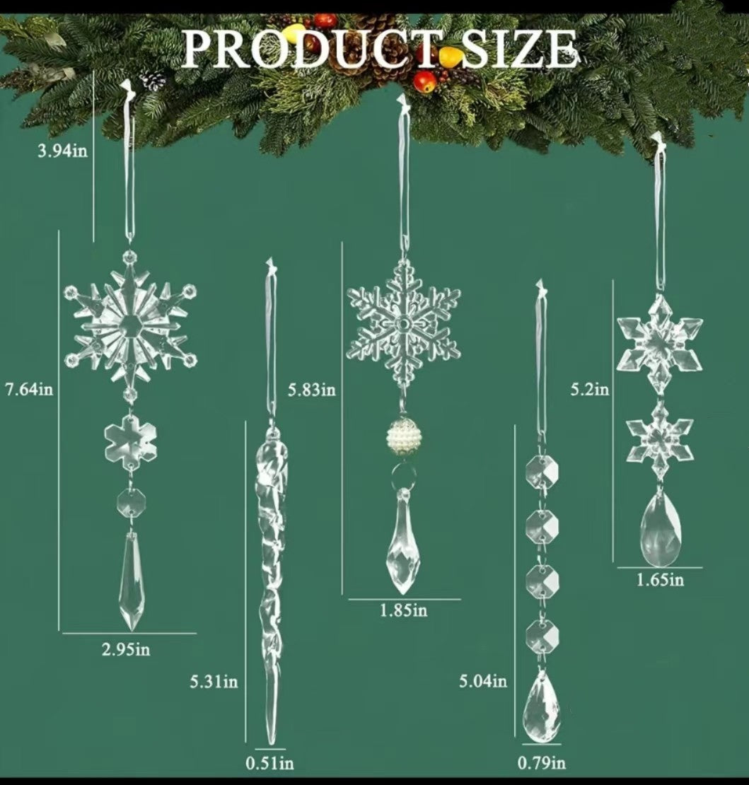 10pcs Christmas Tree Hanging Pendants - Acrylic Ice Strip - Christmas Decoration - Home Decoration