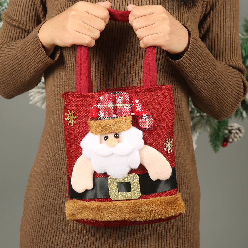 Christmas Candy Gift Bag For Kids - Funny Creative Santa Claus Elk Snowman Bear Handbag - Small Christmas Tree Decoration Bags