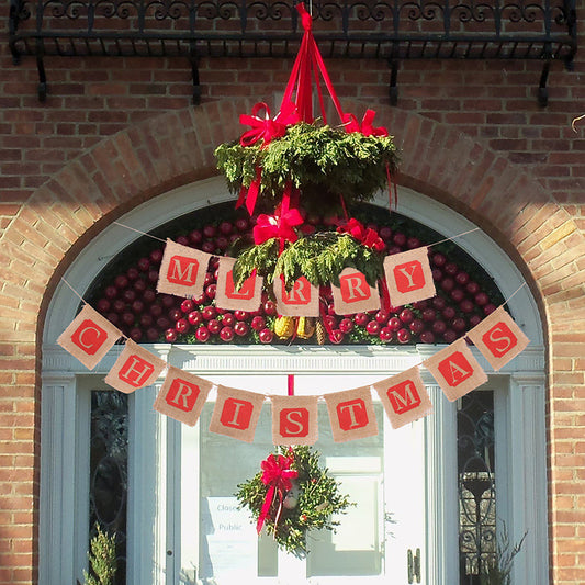 Merry Christmas String Flag - Christmas Banner - 14 Pieces Flags - Christmas Decoration