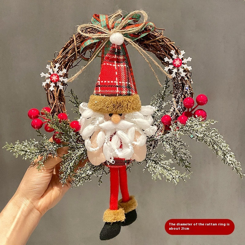 Wooden Santa Claus Ring - Christmas Door Hanging Ring - Window Decoration