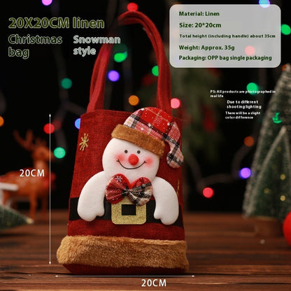 Christmas Candy Gift Bag For Kids - Funny Creative Santa Claus Elk Snowman Bear Handbag - Small Christmas Tree Decoration Bags