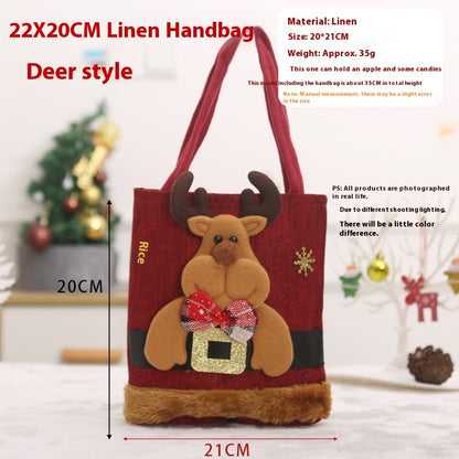 Christmas Candy Gift Bag For Kids - Funny Creative Santa Claus Elk Snowman Bear Handbag - Small Christmas Tree Decoration Bags