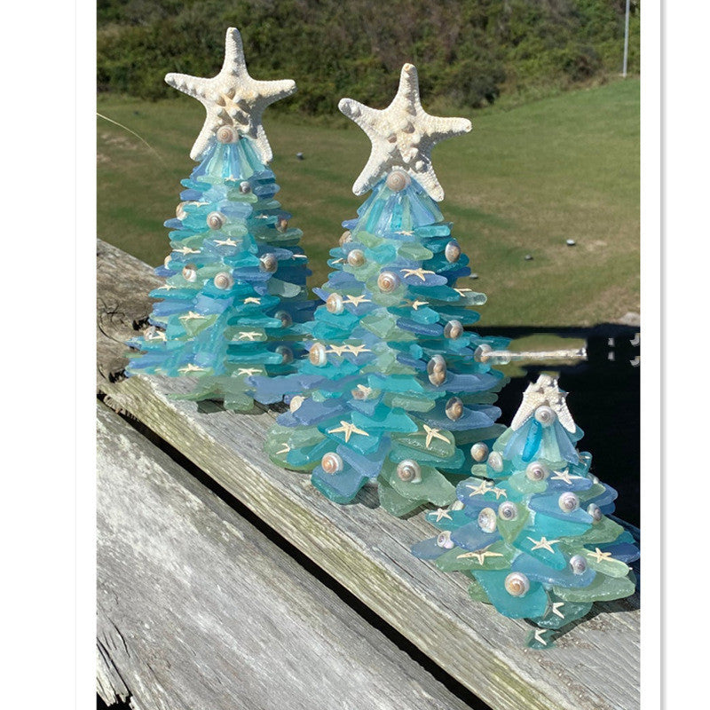 DIY Christmas Decoration - Blue Christmas Tree - Glass Creative Unique Decoration - 15 cm Christmas Tree