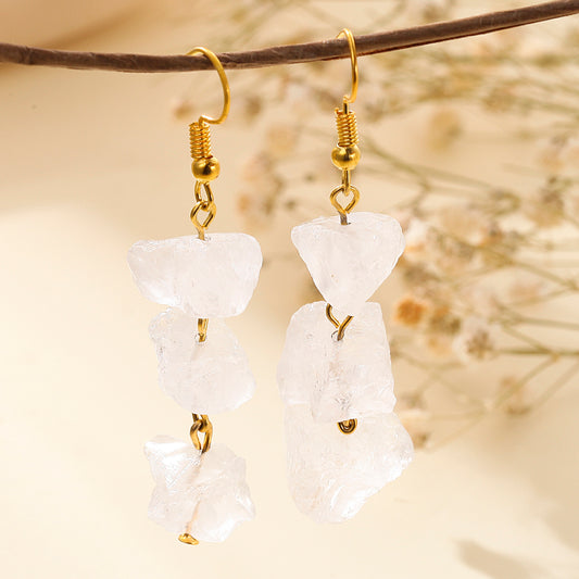 Crystal Earrings With Irregular Raw & Crushed Stones