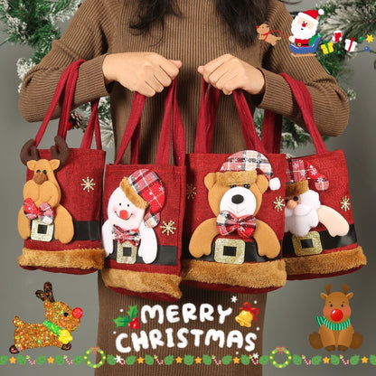 Christmas Candy Gift Bag For Kids - Funny Creative Santa Claus Elk Snowman Bear Handbag - Small Christmas Tree Decoration Bags