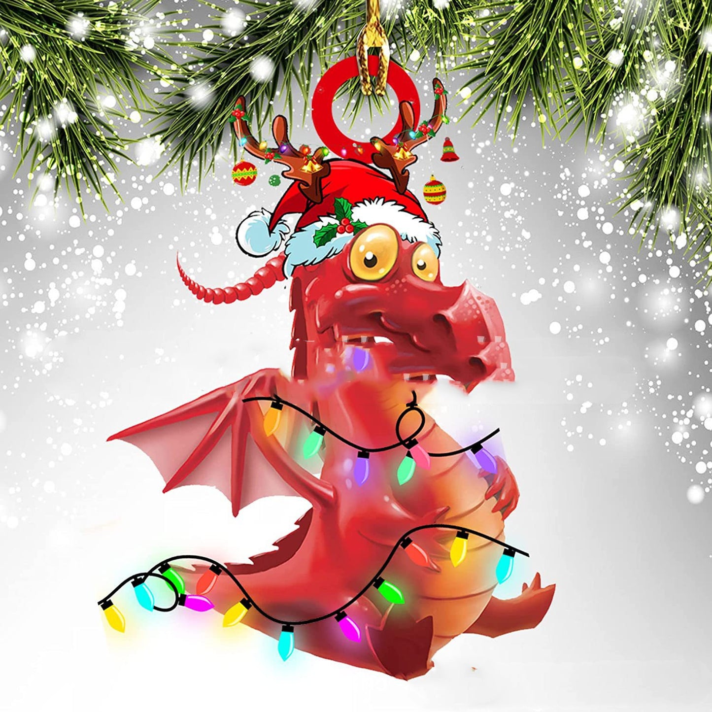 Dinosaur Dragon Christmas Door Hanging Decoration - Window Decoration