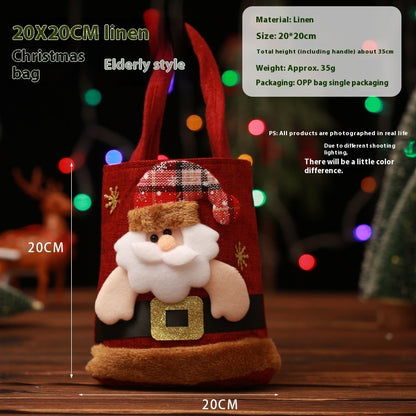 Christmas Candy Gift Bag For Kids - Funny Creative Santa Claus Elk Snowman Bear Handbag - Small Christmas Tree Decoration Bags