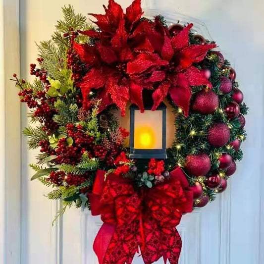 Door Hanging Flowers With Lights - Christmas Holiday Decoration - Window Decoration