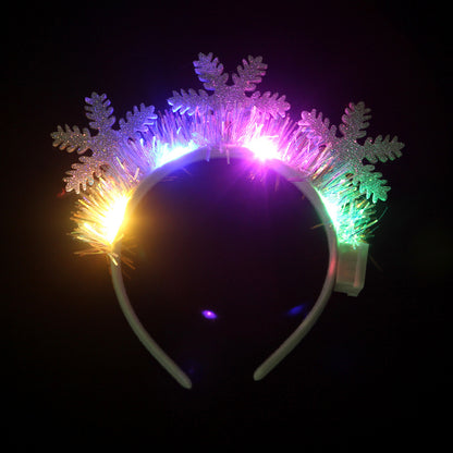 Christmas Hair Band - Glowing Headband - Xmas Tree Snowflake Hair Band - Light Flashing Headwear -Merry Christmas Gift