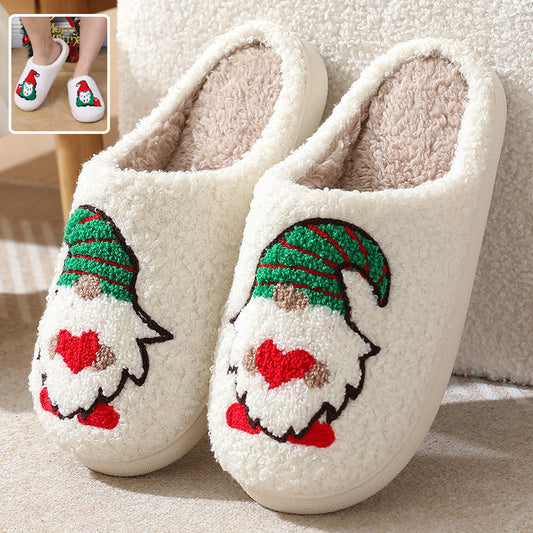 Cute Cartoon Santa Claus Home Slippers Indoor Floor - Christmas Warm Shoes Women Men