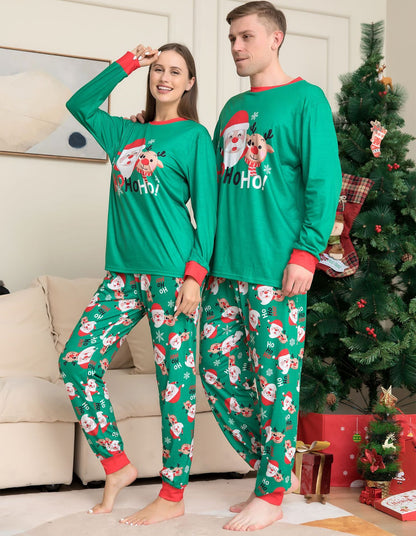 Christmas Pajamas For Family - Matching Family Christmas PJs Sets-  Santa Claus Printed Top Sleepwear