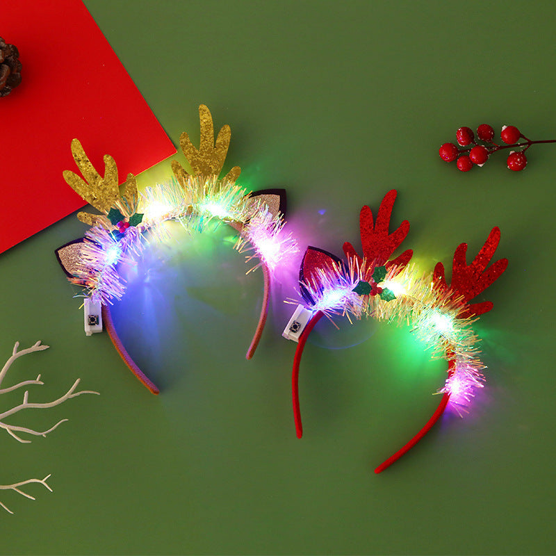 Christmas Hair Band - Glowing Headband - Xmas Tree Snowflake Hair Band - Light Flashing Headwear -Merry Christmas Gift