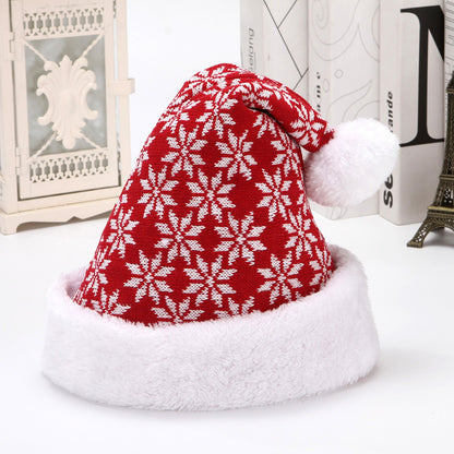 Snowflake Knitted Wool Flannel Christmas Hat