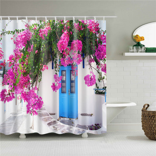 Waterproof Washable Garden Flowers Scenery Shower Curtains Bath Curtain